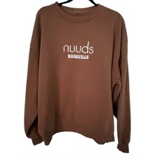 NUUDS Nashville Embroidered Popup Original Crewneck Sweatshirt Chocolate Large