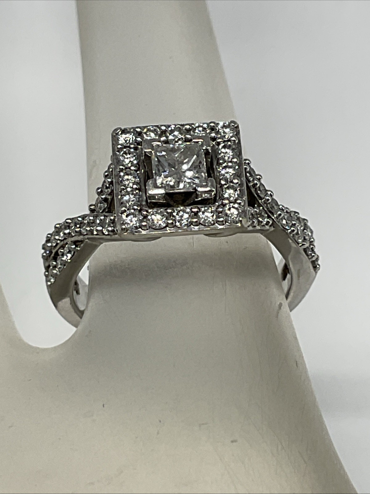 Engagement Ring Solid 13K W. Gold Solitaire Princ… - image 11