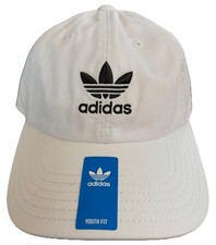 Adidas Hat Cap Youth Kids Strapback Trefoil Logo White