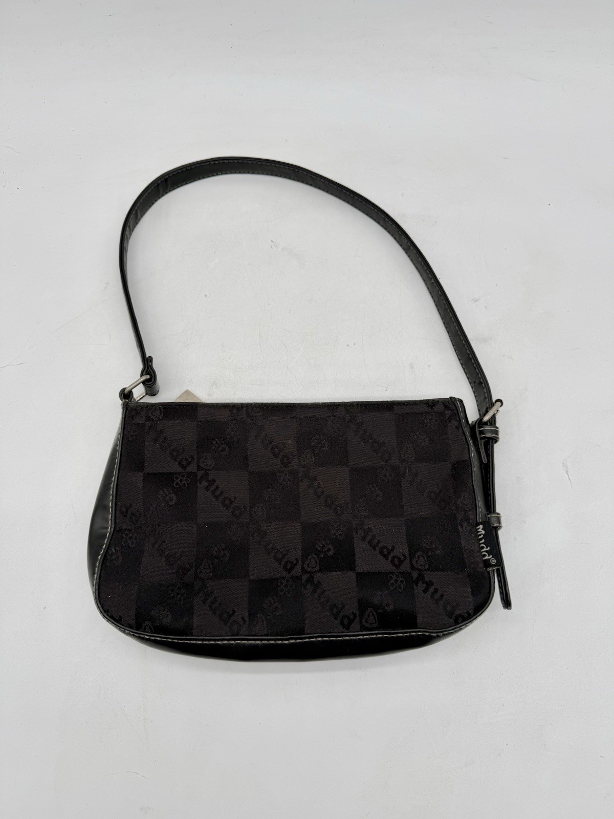 Vintage Y2K Mudd Shoulder Bag Black Checker Logo Purse Baguette 2000s