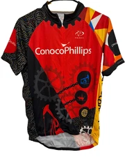 CONOCO PHILIPS Team Men Full Zip Short Sleeve Bike Cycling Jersey M Primal