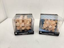 Wooden Interlocking Brain Teaser Puzzle Set 2 3D Burr Puzzle IQ Toys In Box