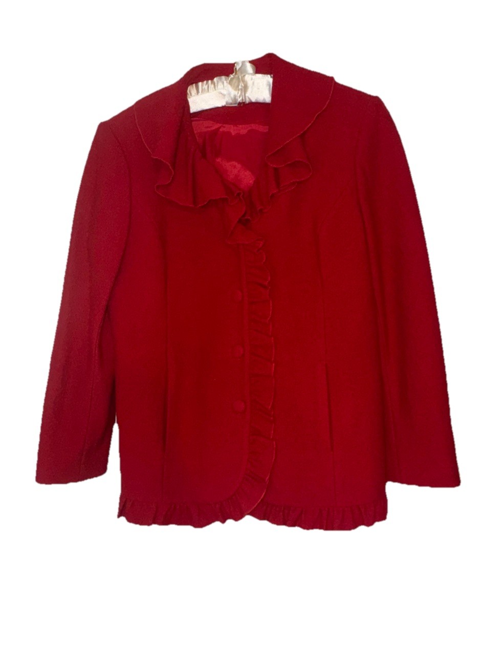 Pendleton Women's Medium Red Ruffle Wool Blazer J… - image 10