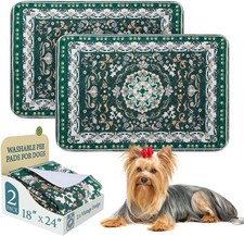 Washable Puppy Pee Pads for Dogs with Pheromones Green 18" X24" 2 Pack , Traini