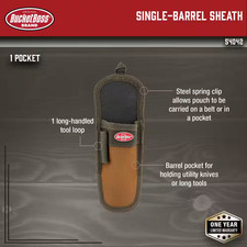 BUCKET BOSS 3.75 In. 1-Pocket Single Barrel Tool Belt Sheath Holster Tool Holder