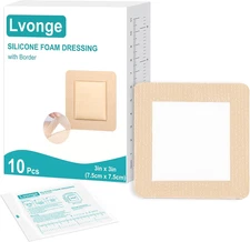 Silicone Foam Dressing 3"X3", Waterproof Absorbent Wound Dressing Bandages for W