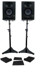 Pair Presonus Eris Studio 4 Powered 4.5" Studio Monitors Speakers Stands Pads