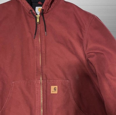 Vintage Carhartt J130 DKR hooded Jacket Dark Red burgundy Size L