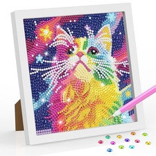 Cat Diamond Art Kit for Adults with Frame Art and Crafts for Adults Ages 4-6-8