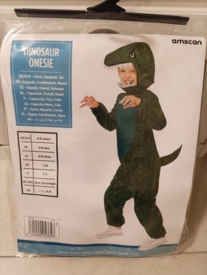 NEU Kostüm Dinosaurier Einteiler Onesie amscan Gr.128/6-8 J., Fasching Karneval
