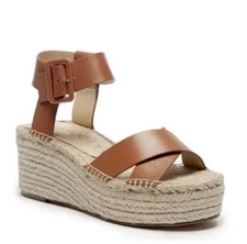 Sole Society Audrinah Wedge Sandal Womens 7 Leather Espadrille Ankle Strap Boho
