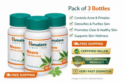Himalaya Neem Tablets Herbal Skin Wellness Support 180 Tabs Pack of 3