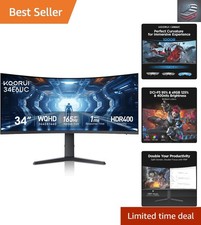 34" Curved Ultrawide Gaming Monitor with 400nits Brightness Adjustable Stand