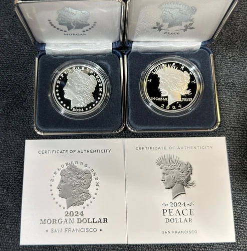 2024 S Morgan and Peace Silver Dollar Proof 2 Coin Set