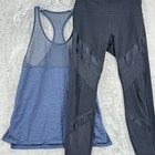 Lorna Jane Athletic Set Womens Medium Legging Tank Stretch Knit Mesh Athletic