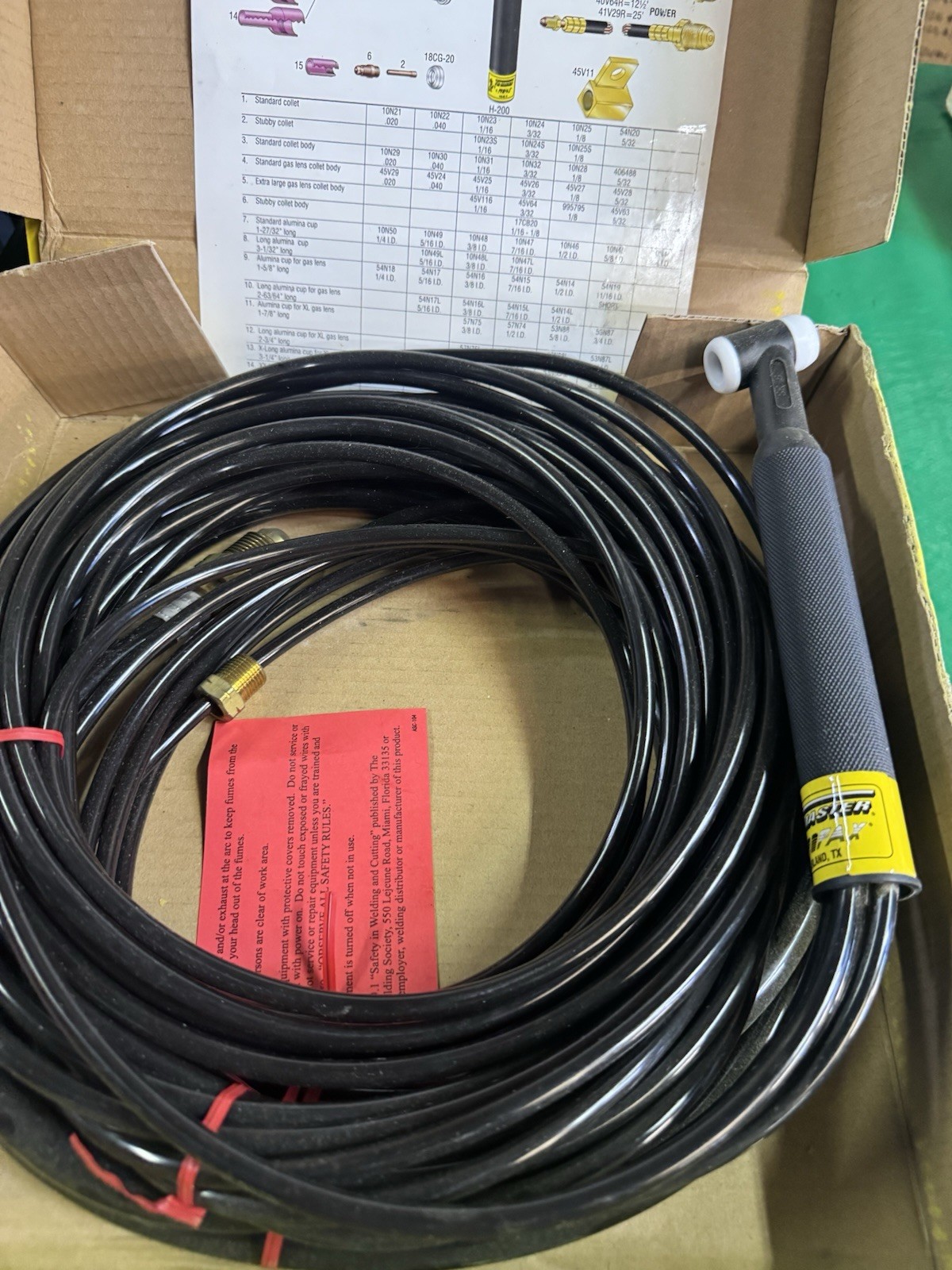 WP-1825 TIG Torch Water Cooled 350 A 25 Ft Vinyl Parts New Old Stock Profax