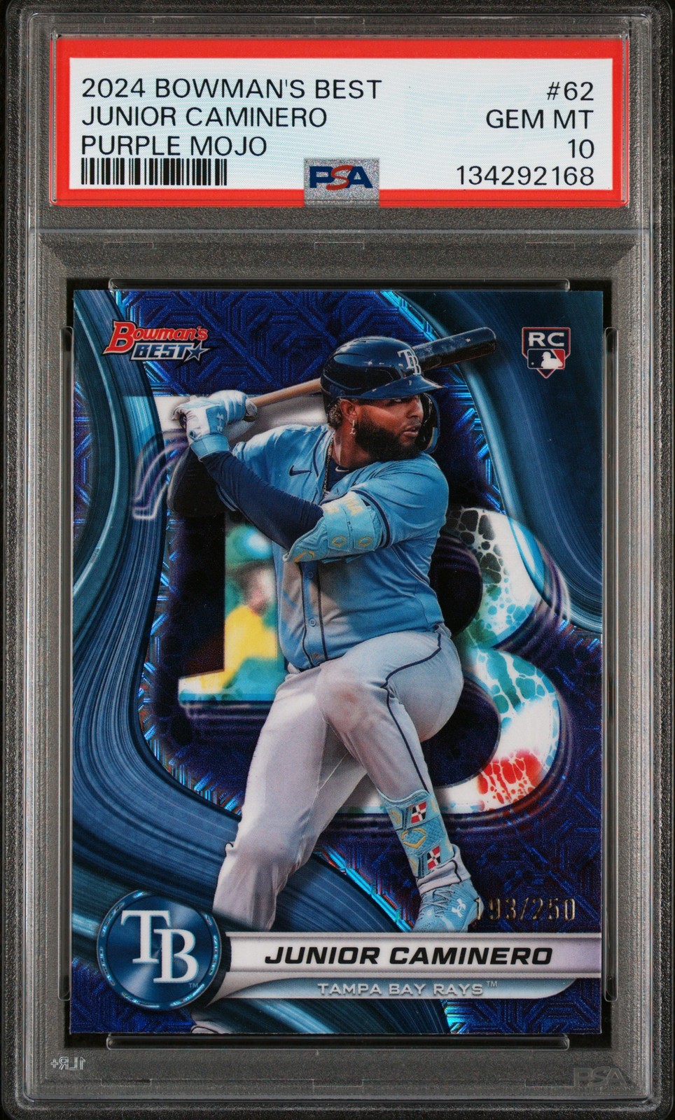 2024 BOWMAN'S BEST PURPLE MOJO #62 JUNIOR CAMINERO 193/250 PSA 10