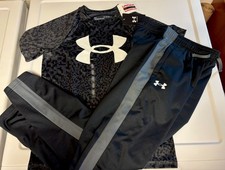 NWT Boys Under Armour Boys M Set Loose Fit Active Pants Shirt Set 10/12
