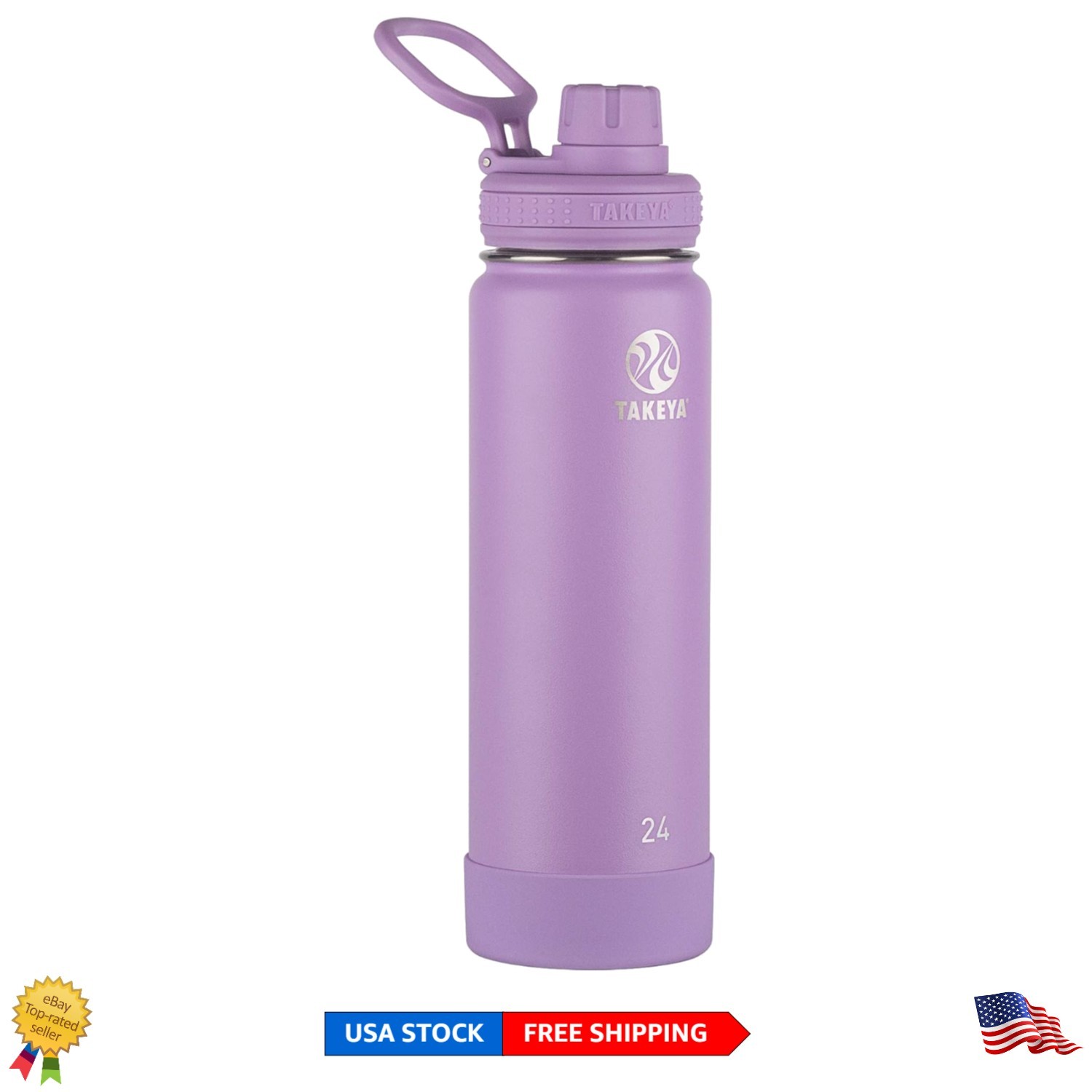 Double Wall Insulated 24 oz Water Bottle with Spout Lid - Dishwasher Safe, Lilac