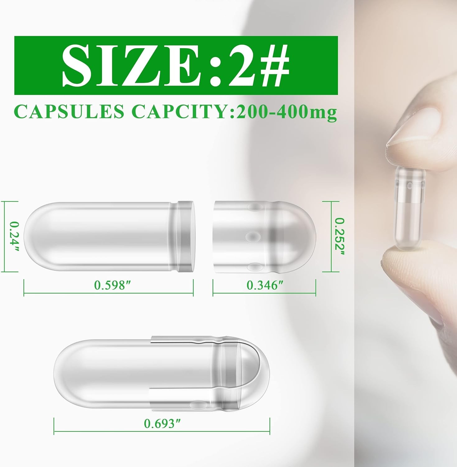 Empty Gelatin Capsules Size 2 Halal 1000-10000 Count