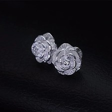 925 Sterling Silver Rose Flower Stud Earrings Crystal Women Girls Jewellery Gift