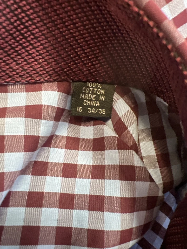 Camisa abotonada manga larga a cuadros azul/borgoña English Laundry para hombre - 16 34/35 Foto 4 de 4