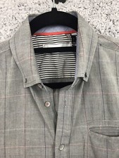 Five Four Shirt Mens Medium Button Up Long Sleeve Gray Check