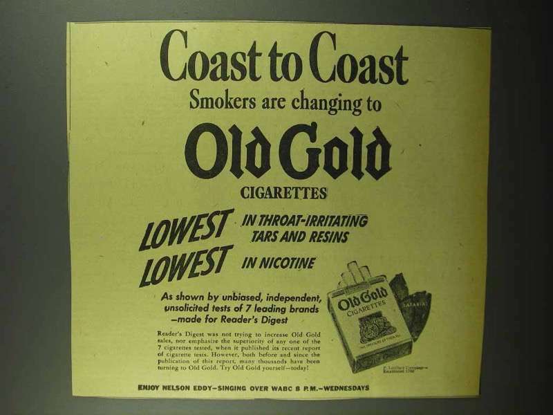 cheap cigarettes gold coast 1942 Old Gold Cigarettes Ad