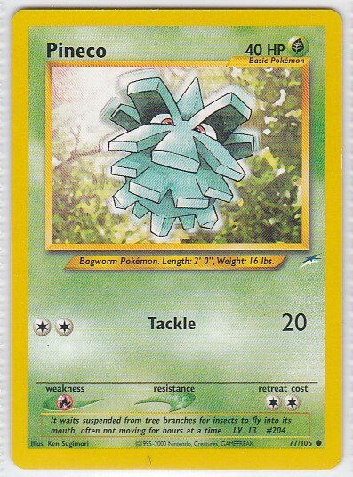 M) Pokemon Nintendo GAMEFREAK Collector Trading Card Pineco 77/105 40HP