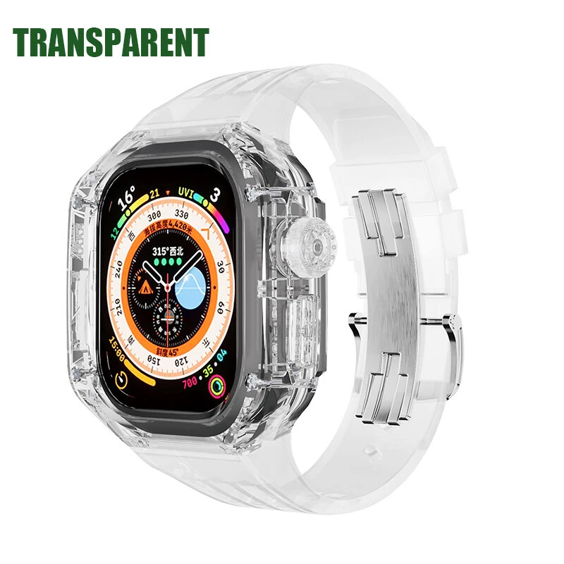 Mod 套件 透明保护壳 氟橡胶表带 适用于 Apple Watch Ultra3 49 毫米 9 8 7 6 5 — 第 2/4 张图片
