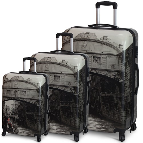 Set di 3 Trolley Valigie Rigide da Viaggio Valigia Bagaglio a Mano Media  Grande | eBay