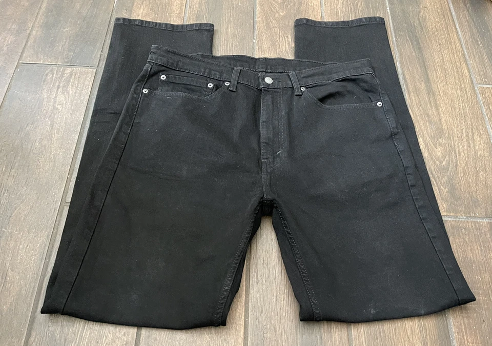 Levi's 505 Straight Fit Black Jeans Men's Size 36 X 34 (37X 33.5)Dark Wash Denim - Image 3 of 4