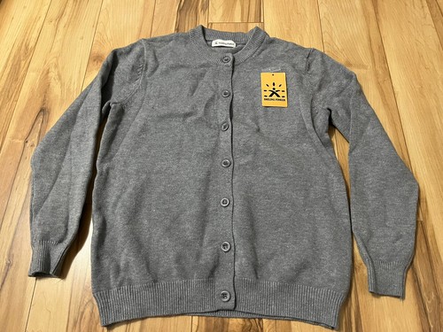Girls School Uniform Button-Front Cardigan Sweater NWT Gray Crew Neck Sz Large