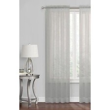 Rod Pocket Window Curtain Panel Sheer Voile 120"L x 59" W Gray Silver Home Decor