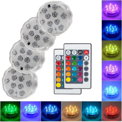 4 Submersible Led Lights | Multi-Colors Batteries Operated with Remote Control 
