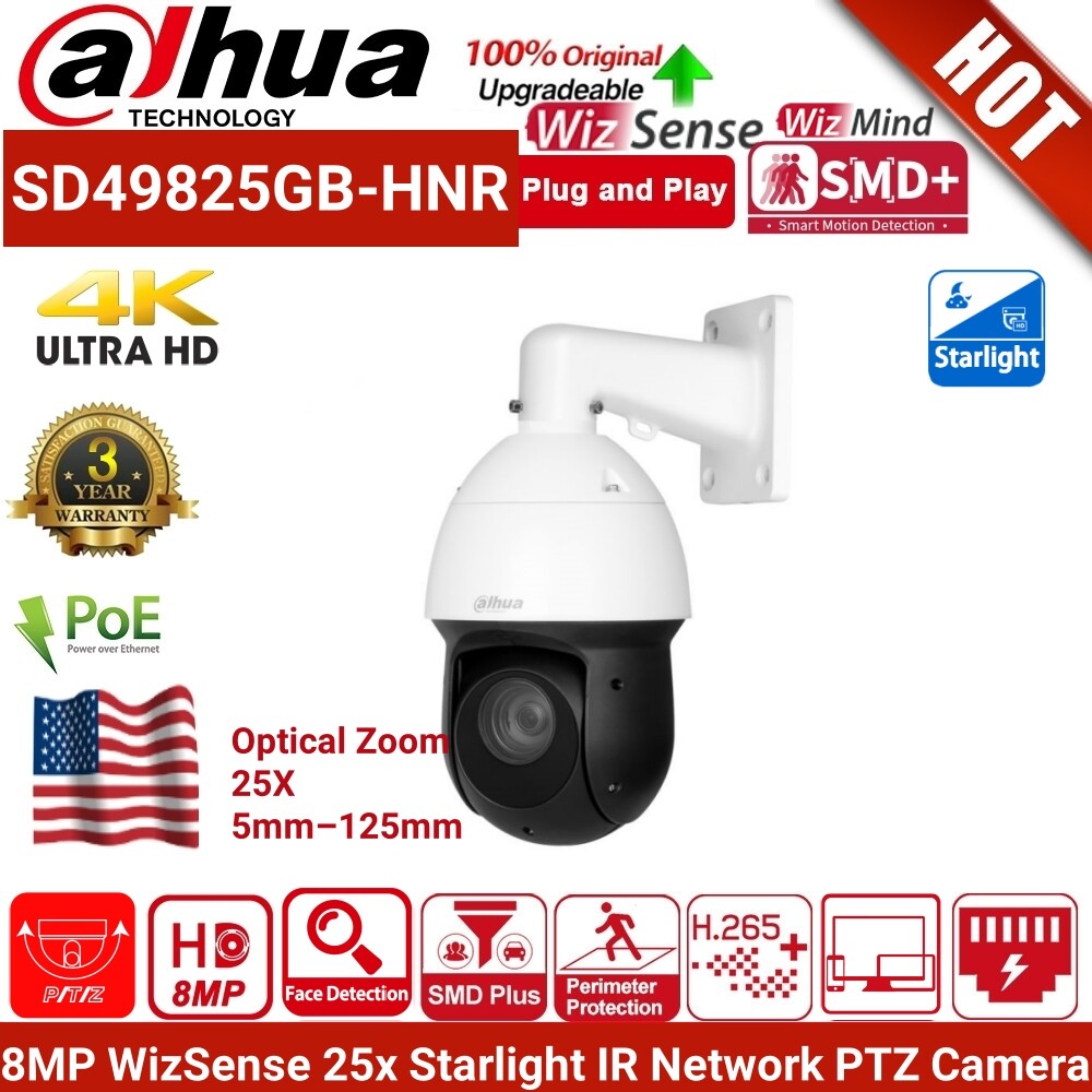 フューチャー　27 Dahua 4K 8MP 25X Starlight PTZ IR AI IP Mic PoE Camera DH