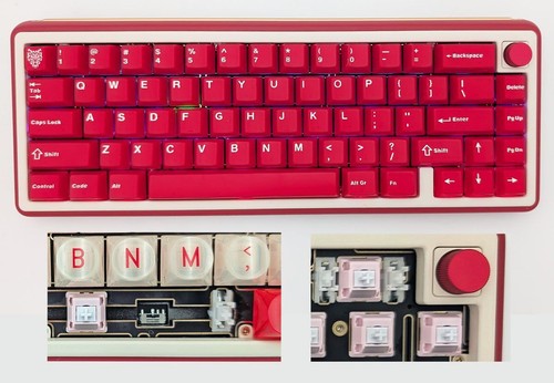 Chilkey PAW65 Wireless 65% RGB Aluminum Mechanical Red Keyboard w/Bonus Keycaps - Picture 2 of 7