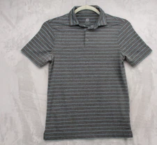 C9 Champions Polo Shirt Men's Small Gray w/ Blue Stripe Pattern Polyester Blend
