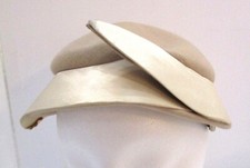 Vintage Glenover Beige Wool Curved Satin Brimmed Hat Henry Pollak New York