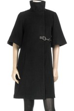 Tibi Black Wool Coat For Women W/ Bell Sleeves Us Size 10 Fits Medium-large New