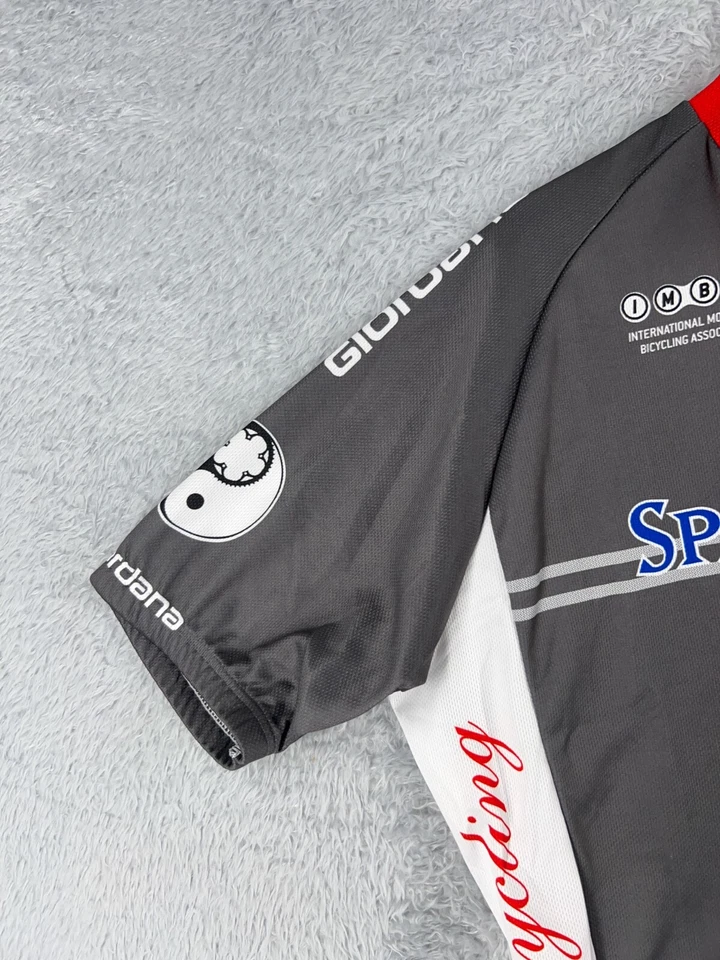 Giordana Cycling Jersey Adult Large Gray White 1/2 Zip Sparetire Cycling Beer - Image 3 of 4