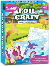 Foil Art Craft Kits for Kids , Animals Mega Mess -Free Fun Activity Set for Chil