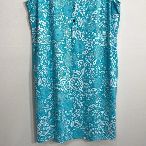 Talbots Dress Jersey knit Sleeveless Royal Medallion Nylon Women's 2X Blue - Picture 6 of 12