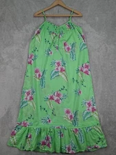 Soft Surroundings Green Floral Tropical Sleeveless Maxi Dress Plus Size Small