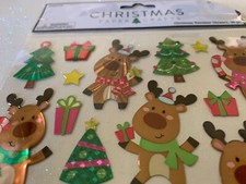 CHRISTMAS CRAFTS CHRISTMAS REINDEER STICKERS 36 PCS REINDEER, TREES, PRESENTS