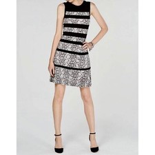 Michael Kors Sleeveless Snake Print Stripe Dress Small Fit Flare Black Gray