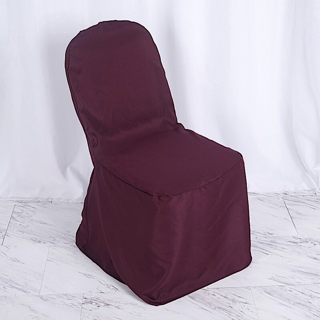50 Burgundy POLYESTER BANQUET CHAIR COVERS Wholesale Wedding Party
