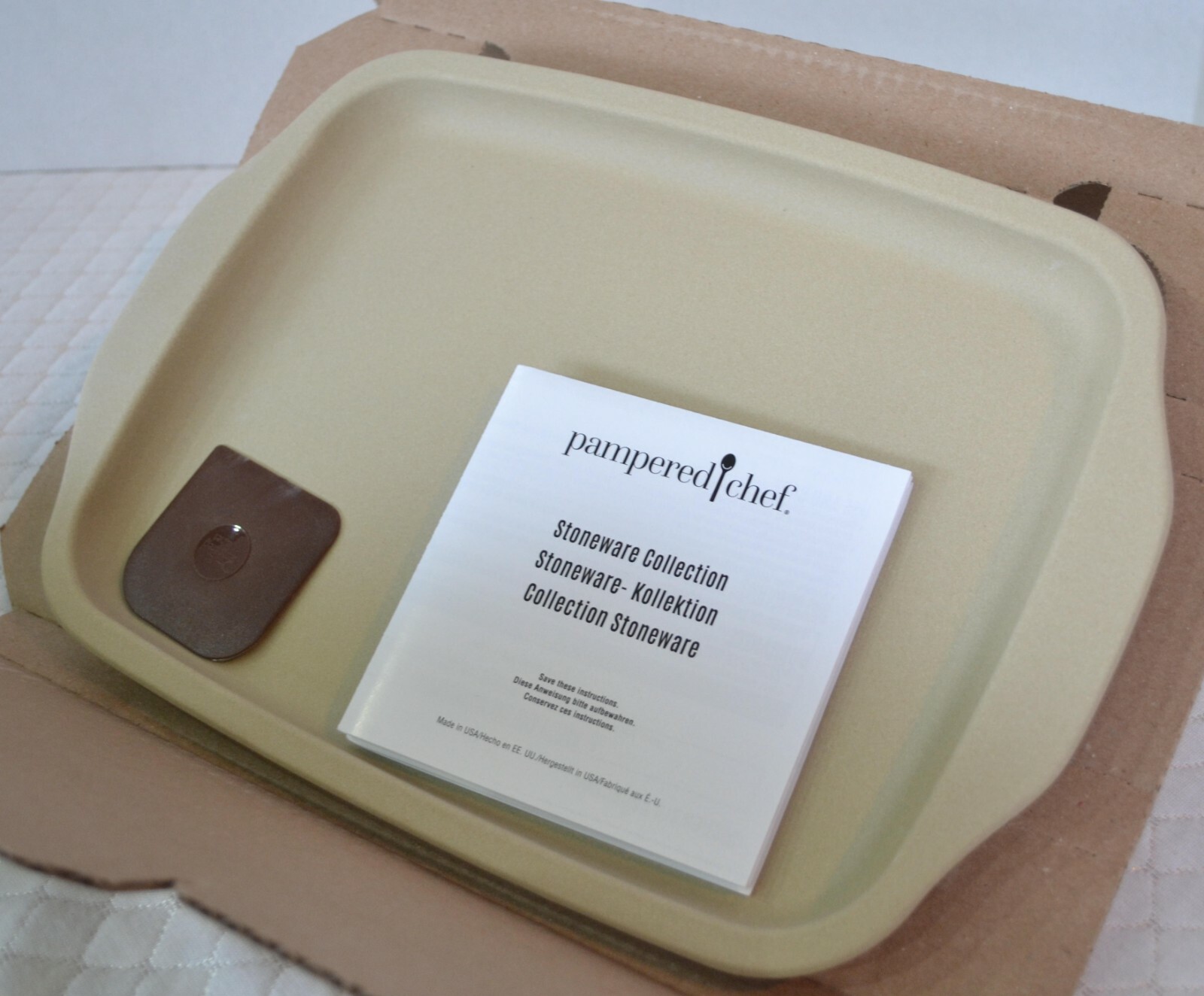 Pampered Chef New Stoneware MEDIUM STONE BAR PAN Unglazed Oven