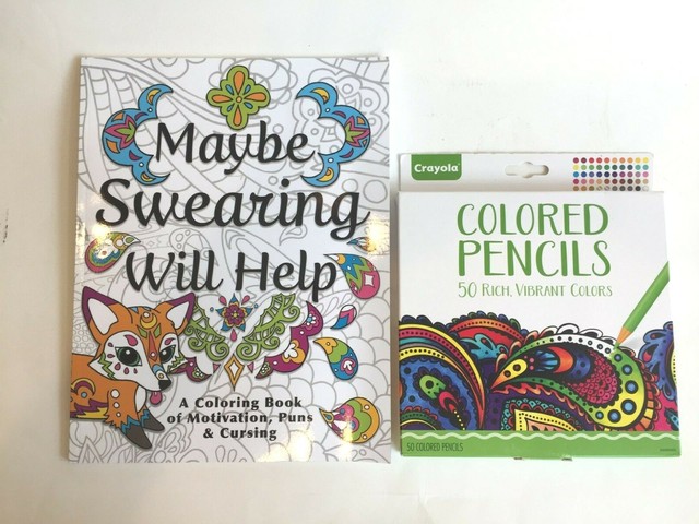 Download Adult Swear Word Coloring Book Colored Pencil Set Cuss Words Single Sided Ebay