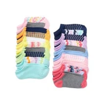 Girls Capelli New York 20pk.Tie Dye and Stripe No Show Socks SZ S/M 9-13